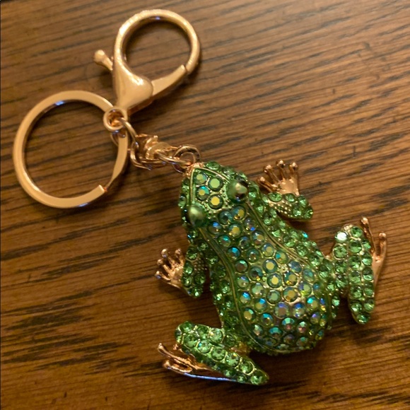 Rhinestone Frog Bag Charm / Keychain Pink OR Green - Picture 8 of 10